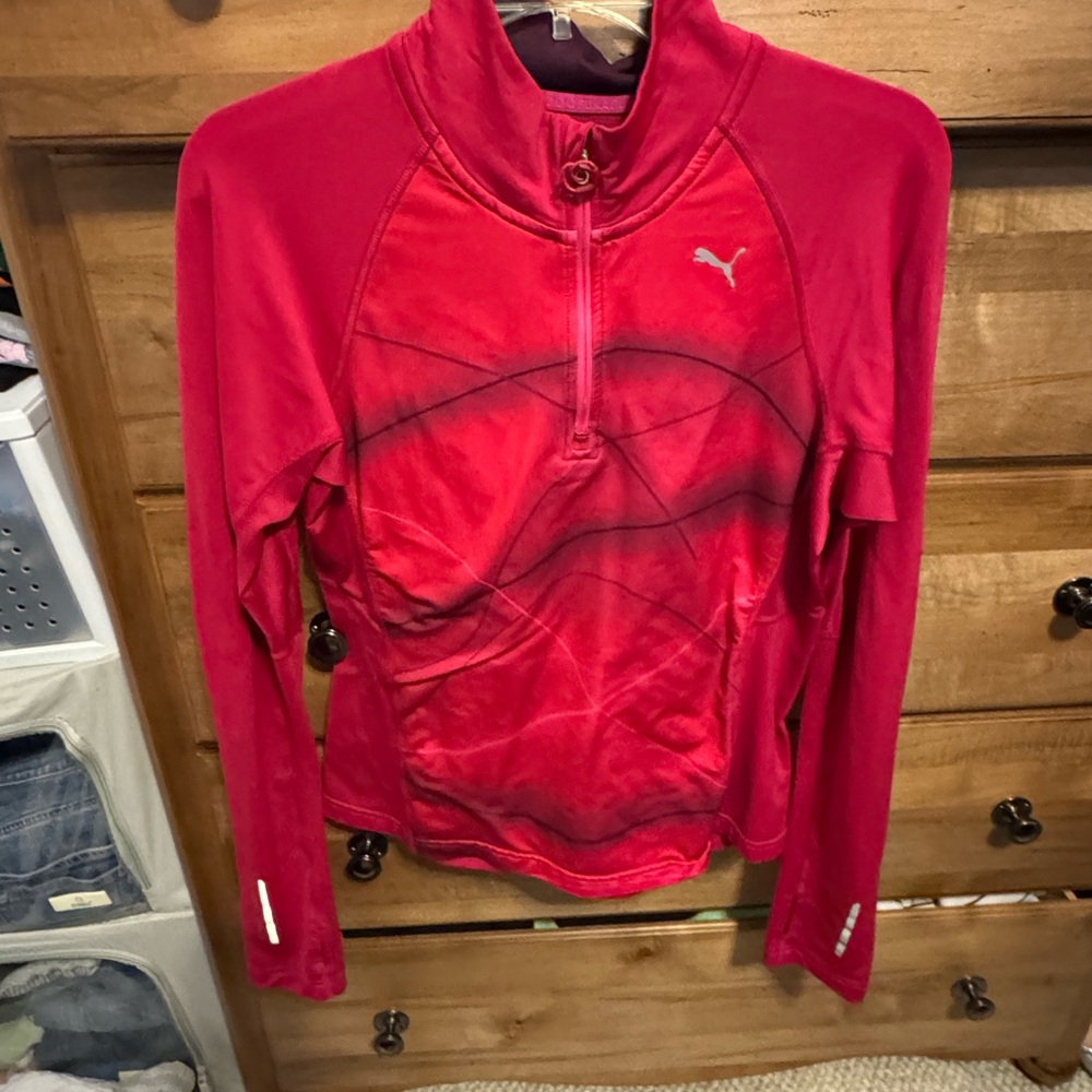 Puma Women's Red Quarter-Zip Sweatshirt